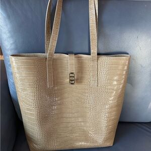 Teddy Blake Nina Tan Crocodile-Embossed Tote Bag